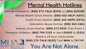 Mental Health Hotlines 